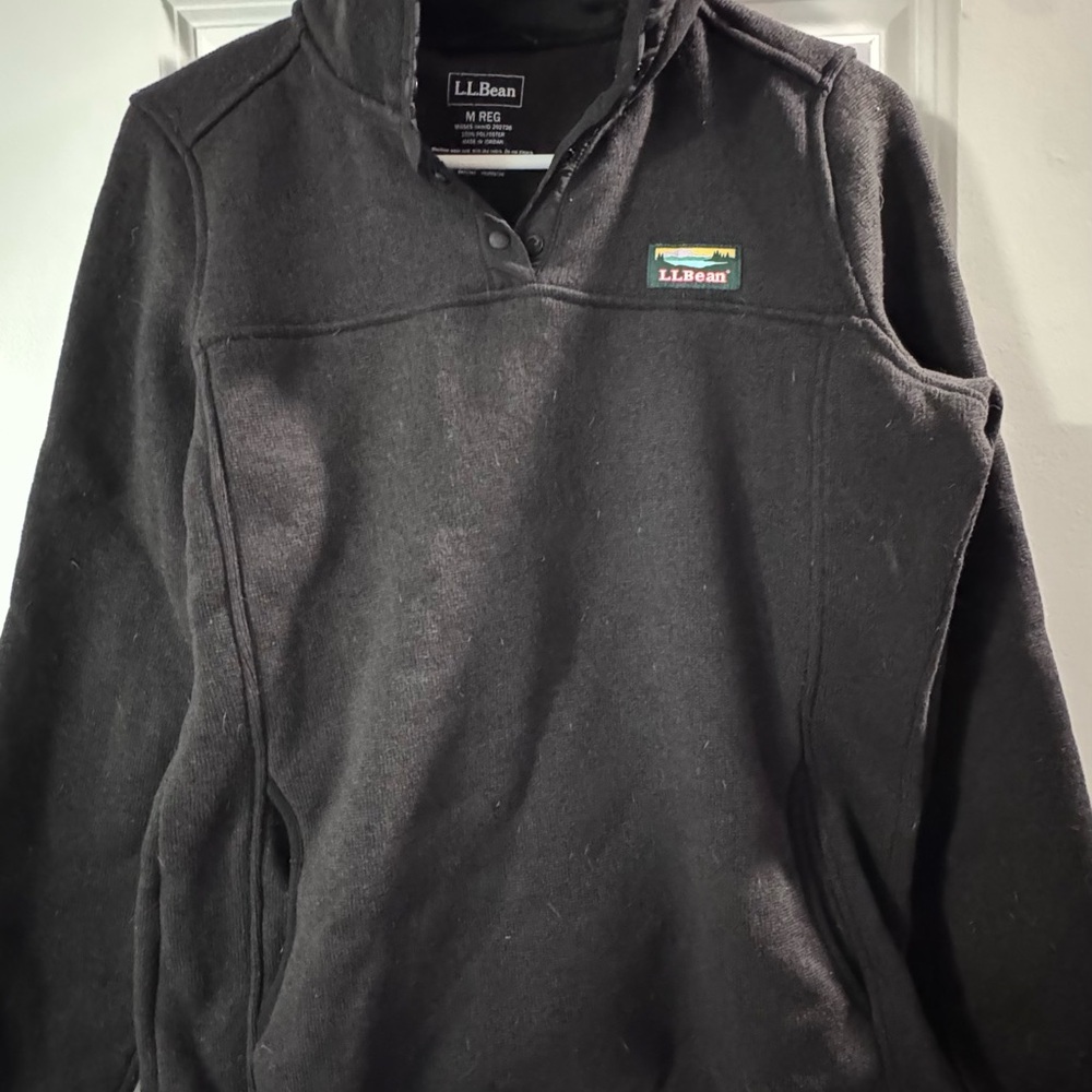 L.L. Bean Black Snap-Front Fleece Pullover